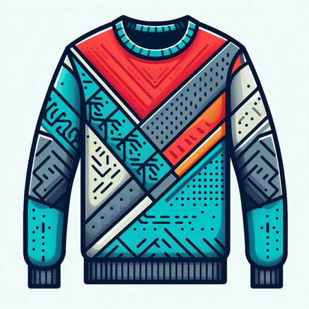 Knitted sweater with a pattern of geometric shapes. Vector illustration.のイラスト素材