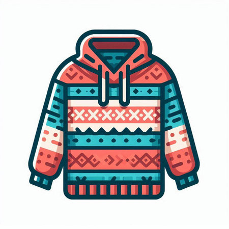 Winter sweater. Vector illustration in flat style. Isolated on white background.のイラスト素材