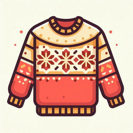 Christmas ugly sweater. Vector illustration of a sweater with snowflakes.のイラスト素材