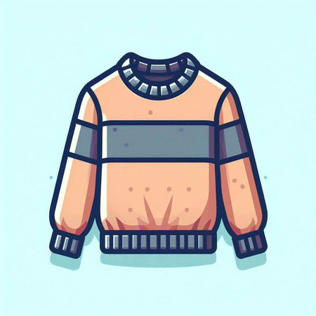 Vector illustration of a sweater on a blue background. Cartoon style.のイラスト素材