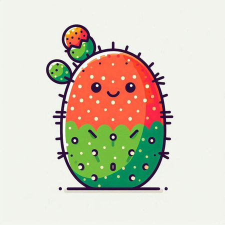 Cute kawaii cactus. Hand drawn vector illustration.のイラスト素材