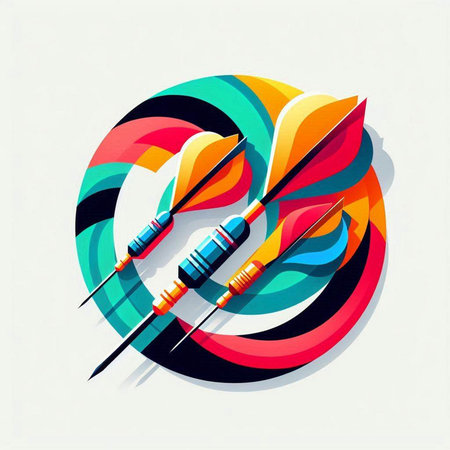 Dart and syringe with colorful abstract background. Vector illustration.のイラスト素材