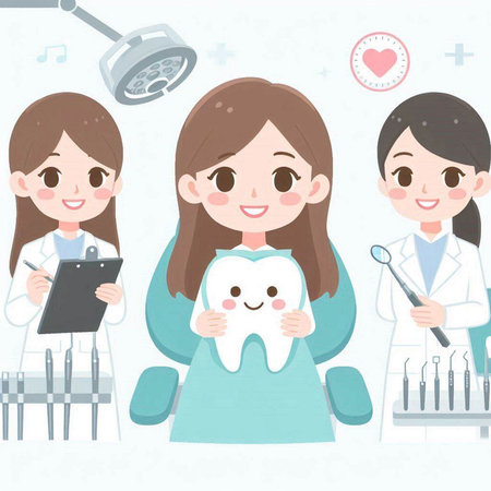 Dentist and orthodontist cartoon vector illustration set.のイラスト素材