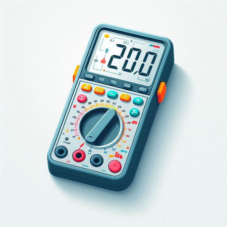 Digital multimeter isolated on white background. 3d render illustration.のイラスト素材