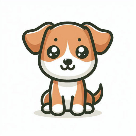 Cute cartoon dog on white background. Vector illustration in a flat style.のイラスト素材
