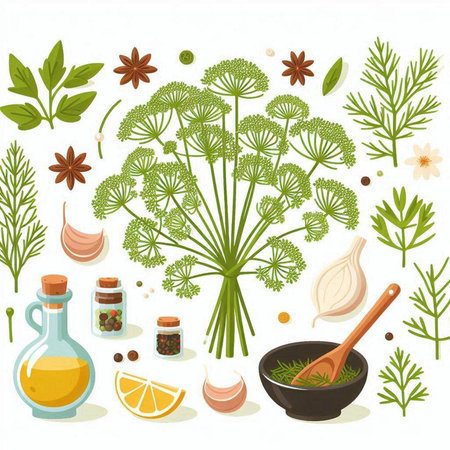 Herbs and spices. Herbs and spices. Vector illustration.のイラスト素材