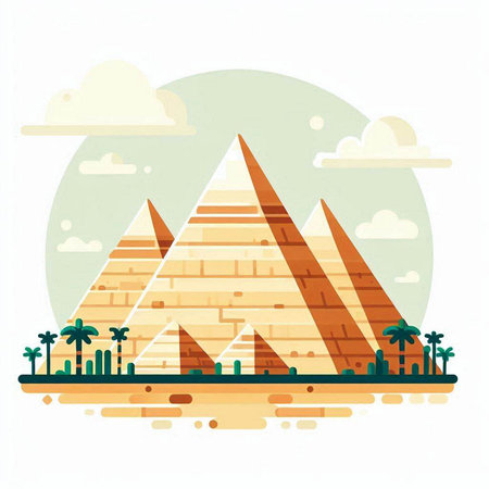 Egyptian pyramids in flat style. Vector illustration. EPS10のイラスト素材