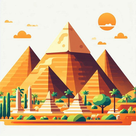 Egyptian pyramids. Vector illustration in flat style, eps10のイラスト素材