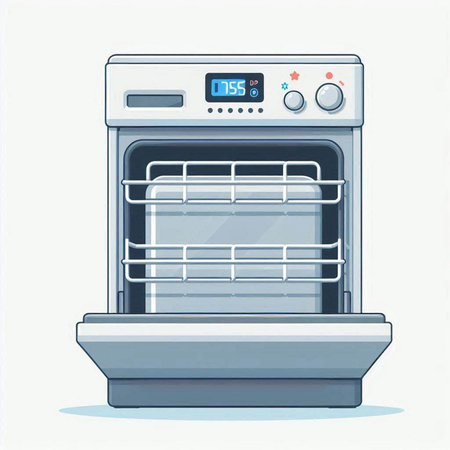 Illustration of a modern oven on a white background. Vector illustration.のイラスト素材