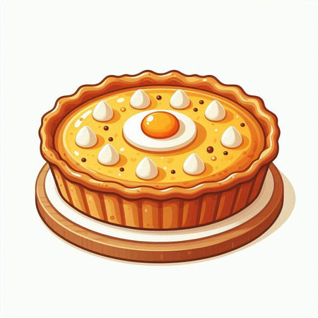 Illustration of a pie with an egg on a white background.のイラスト素材