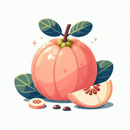 Pumpkin fruit vector illustration isolated on white background. Cartoon style.のイラスト素材