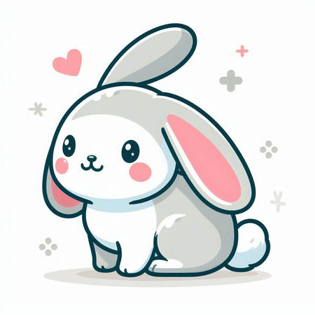 Cute cartoon bunny. Vector illustration. Cute baby bunny.のイラスト素材