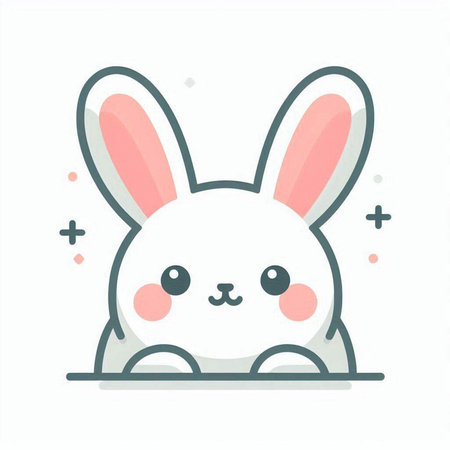 Cute rabbit character. Vector illustration in flat style. Isolated on white background.のイラスト素材