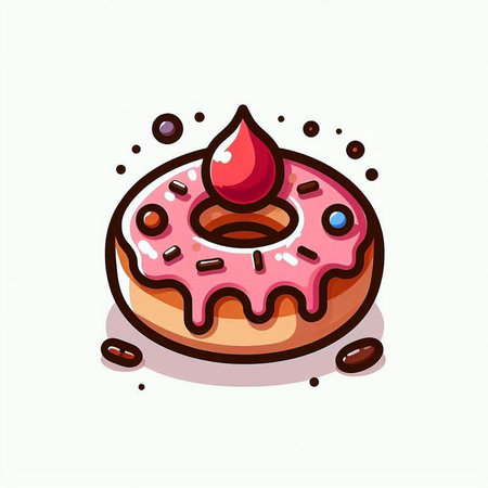 Donut with pink glaze and sprinkles. Vector illustration.のイラスト素材