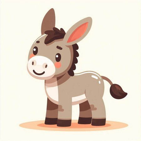 Donkey vector illustration. Cute cartoon character. Farm animal.のイラスト素材