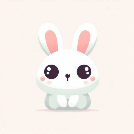 Cute cartoon rabbit. Kawaii animal. Vector illustration for kids.のイラスト素材