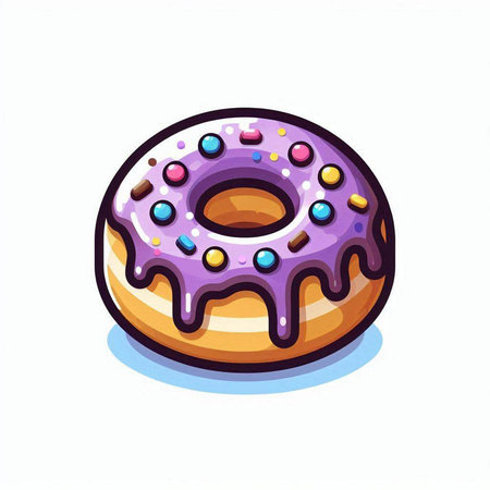 Illustration of a donut with sprinkles on a white backgroundのイラスト素材