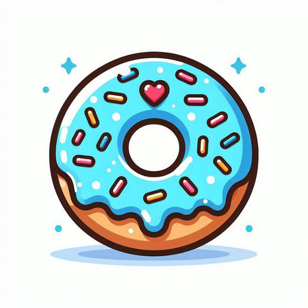Donut with a glaze and sprinkles. Vector illustration.のイラスト素材