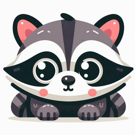 Cute cartoon raccoon. Vector illustration on a white background.のイラスト素材