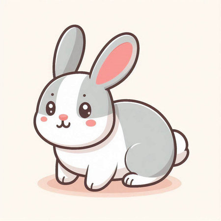 Cute cartoon rabbit. Vector illustration. Cute little rabbit.のイラスト素材