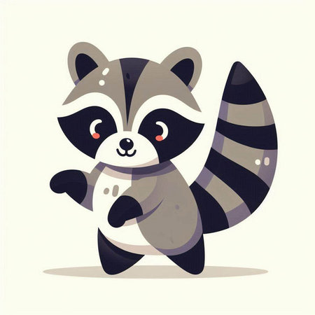 Cute raccoon cartoon vector illustration. Cute animal character.のイラスト素材