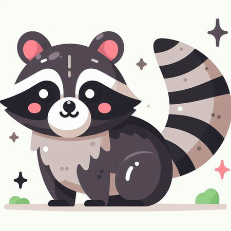 Cute raccoon vector illustration. Cute cartoon animal character.のイラスト素材