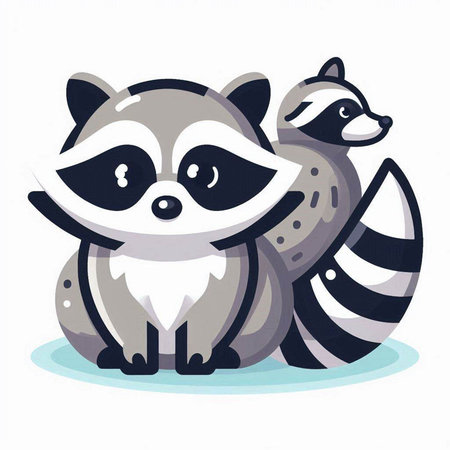 Cute raccoon. Vector illustration of a cartoon raccoon.のイラスト素材