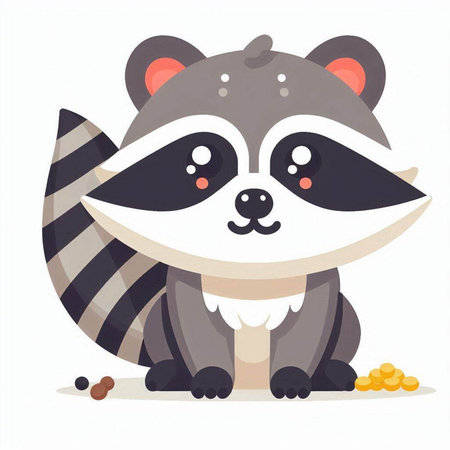 Cute raccoon with a lot of money. Vector illustration.のイラスト素材