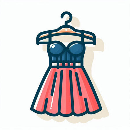 Dress on a hanger. Vector illustration in flat style.のイラスト素材