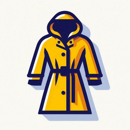Illustration of a yellow raincoat on a white background with shadowのイラスト素材