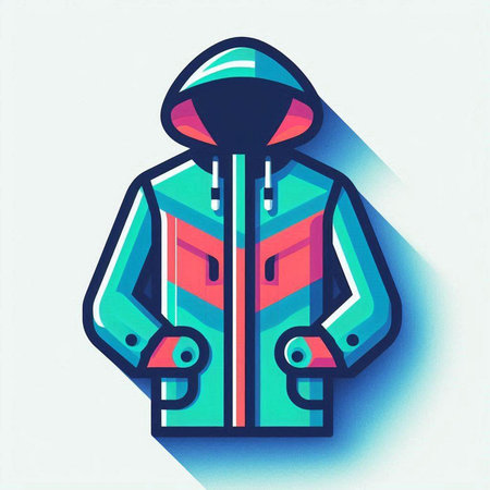 Winter jacket with hood. Vector illustration in flat style. EPS 10のイラスト素材
