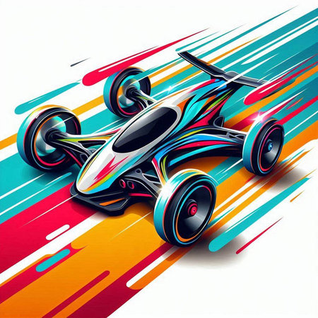 Racing car vector illustration. Abstract background with fast race car.のイラスト素材