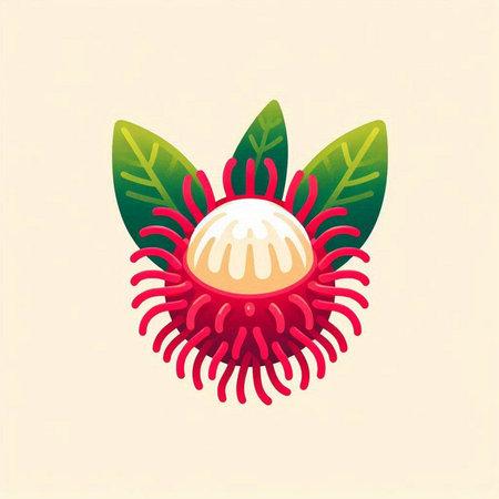 rambutan tropical fruit icon vector illustration design on white background.のイラスト素材