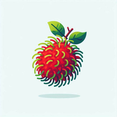 Rambutan fruit isolated on a white background. Vector illustration.のイラスト素材