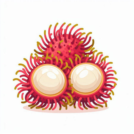Rambutan fruit isolated on white background. Rambutan vector illustration.のイラスト素材