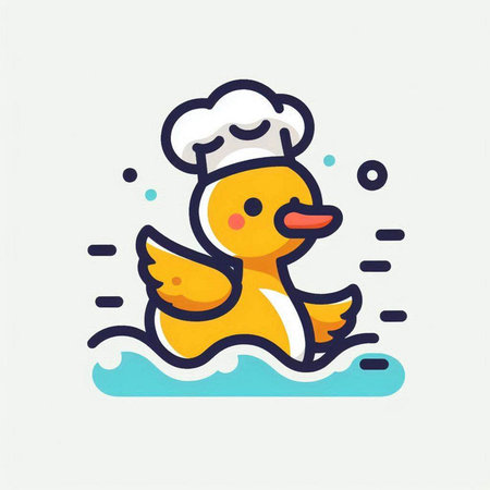 Duck chef icon, vector illustration, eps10, editable stroke.のイラスト素材