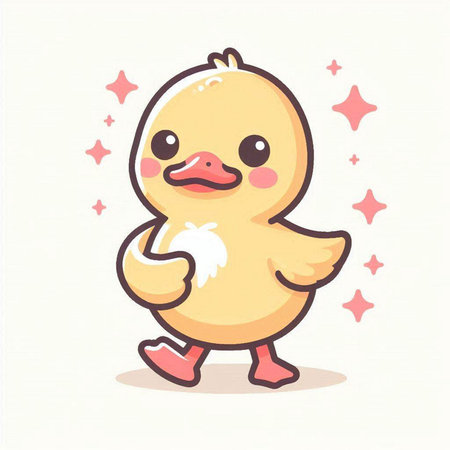 Duckling cartoon vector illustration. Cute duckling character.のイラスト素材