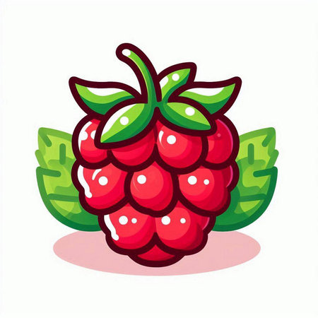 Raspberry vector illustration. Isolated berry on white background.のイラスト素材