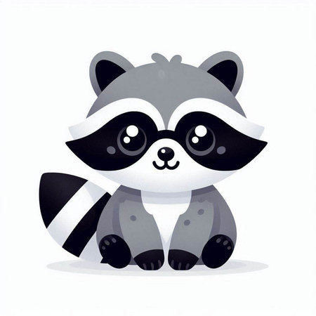 Cute raccoon isolated on a white background. Vector illustration.のイラスト素材