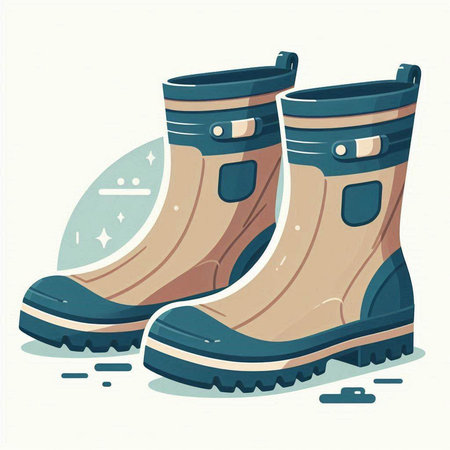Vector illustration of a pair of rubber boots on a white background.のイラスト素材