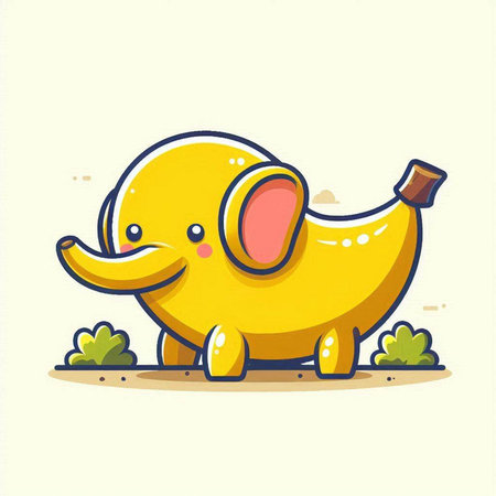 Cute Cartoon Elephant Vector Illustration. Cute Animal Character.のイラスト素材