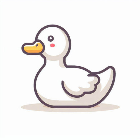 Duck on a white background. Vector illustration in cartoon style.のイラスト素材
