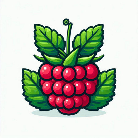 Raspberry cartoon vector illustration isolated on white background. Raspberry fruit icon.のイラスト素材