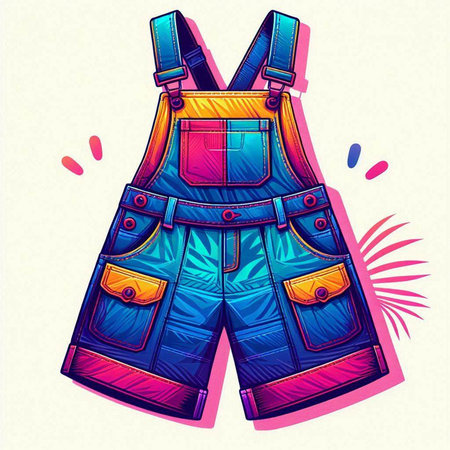 Vector illustration of a hand drawn doodle sketch of a denim overallのイラスト素材