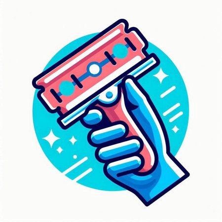 Hand holding a razor. Vector illustration of a hand holding a razor.のイラスト素材