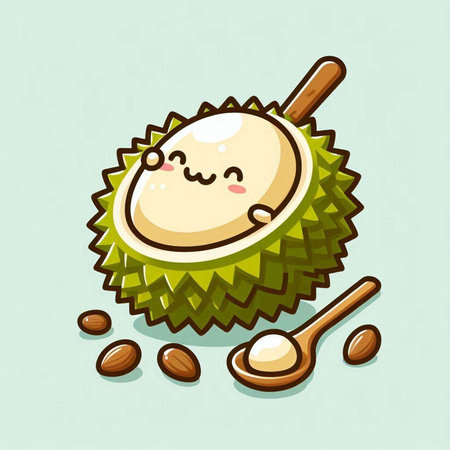 durian fruit cartoon icon vector illustration graphic design vector illustration graphic designのイラスト素材