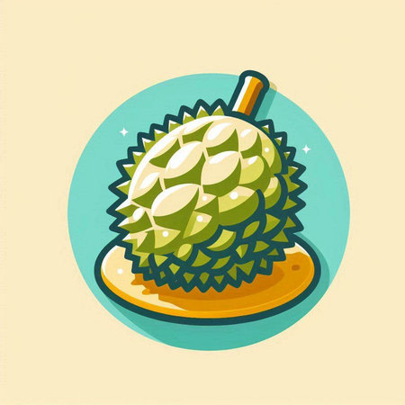 Durian fruit icon. Vector illustration of fresh durian fruit.のイラスト素材