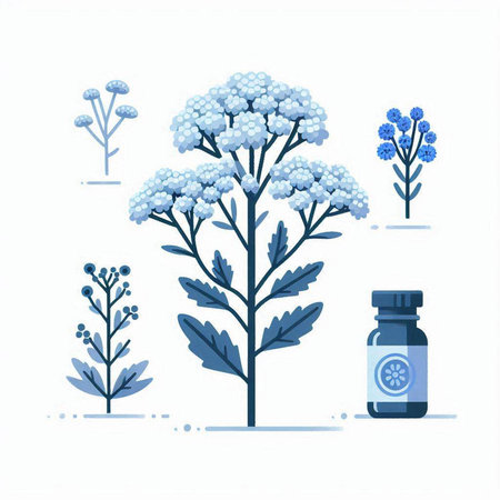 Vector illustration of a set of medical plants. Flat style design.のイラスト素材