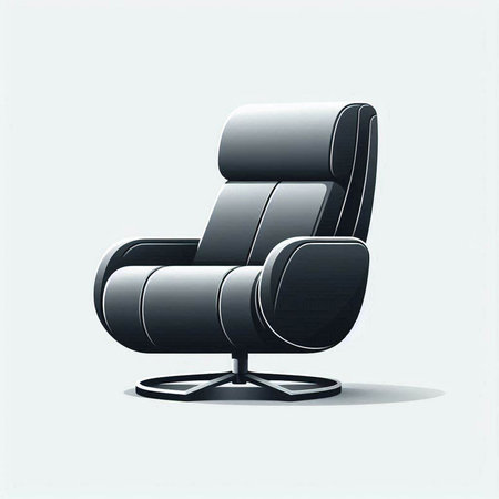 Black leather armchair isolated on a white background. Vector illustration.のイラスト素材
