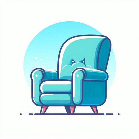 Comfortable armchair in blue color. Isolated vector illustration.のイラスト素材